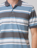 Walrus Kaos Polo Pria Motif Garis Kombinasi