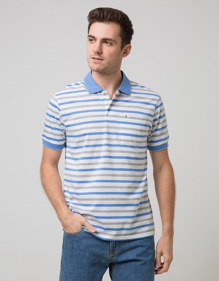 Walrus Kaos Polo Pria Motif Garis Tiga Warna