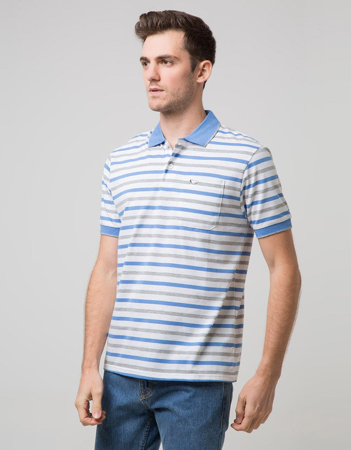 Walrus Kaos Polo Pria Motif Garis Tiga Warna