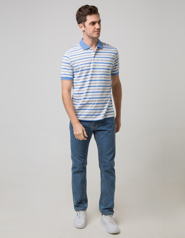 Walrus Kaos Polo Pria Motif Garis Tiga Warna