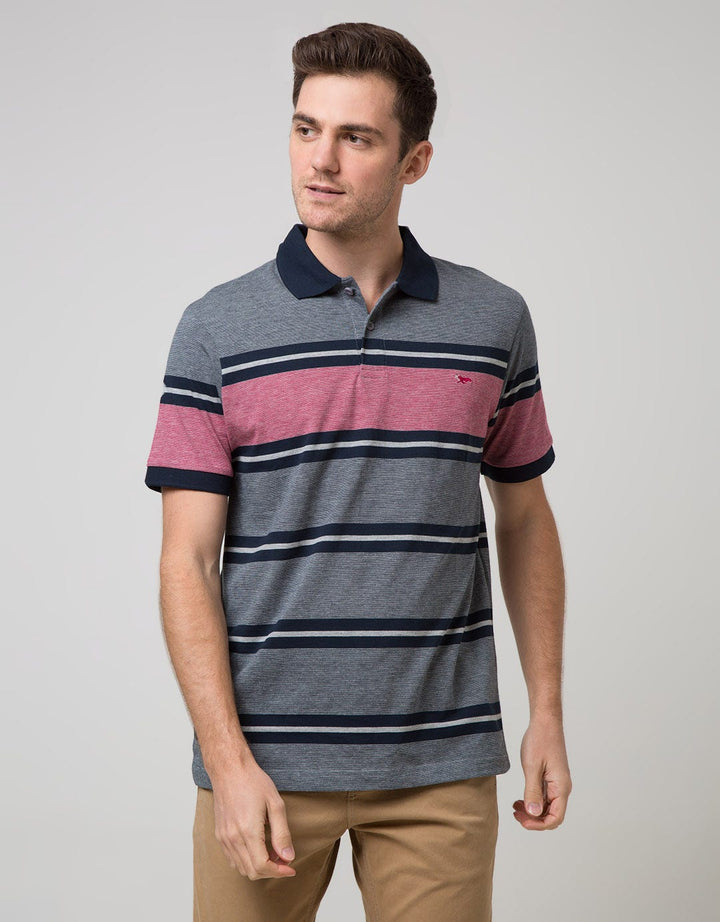 Walrus Kaos Polo Pria Motif Big Red Line