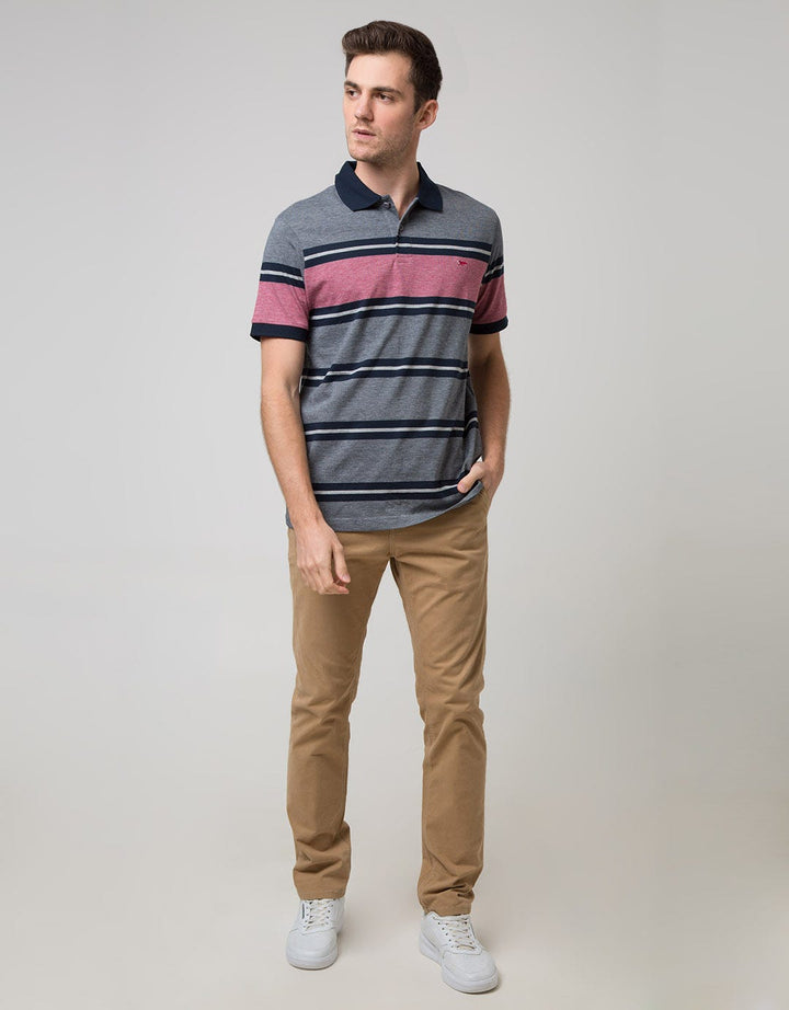 Walrus Kaos Polo Pria Motif Big Red Line