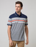 Walrus Kaos Polo Pria Motif Garis Oranye Line