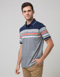 Walrus Kaos Polo Pria Motif Garis Oranye Line