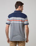 Walrus Kaos Polo Pria Motif Garis Oranye Line