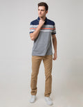 Walrus Kaos Polo Pria Motif Garis Oranye Line