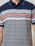 Walrus Kaos Polo Pria Motif Garis Oranye Line