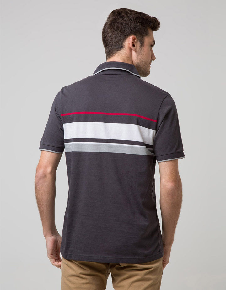 Walrus Kaos Polo Pria Motif Garis Tiga Jalur