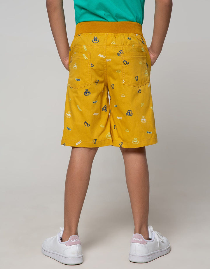 Little M Short Pants Woven Print Robot Rib