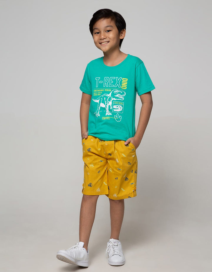 Little M Short Pants Woven Print Robot Rib