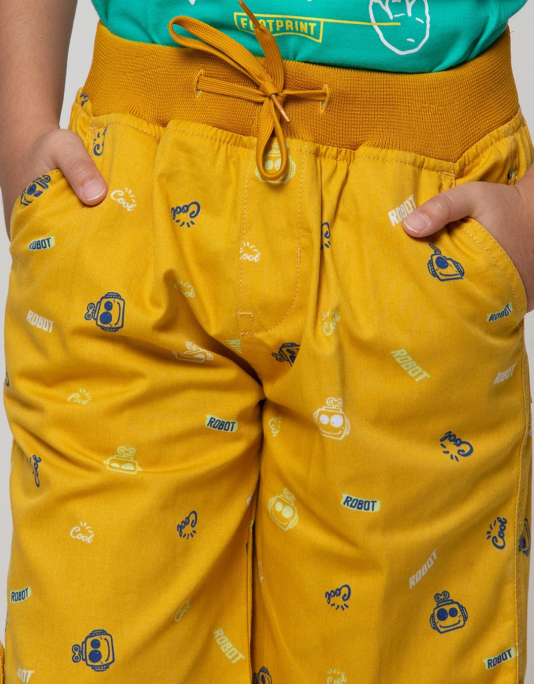 Little M Short Pants Woven Print Robot Rib