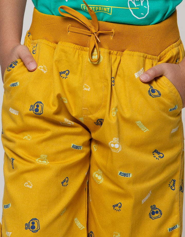 Little M Short Pants Woven Print Robot Rib
