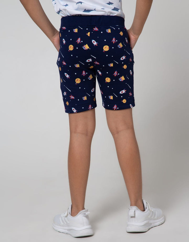 Little M Short Pants Knit Karet Fullprint Space
