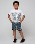 Little M Short Pants Knit Terry Rib Fullprint Dino