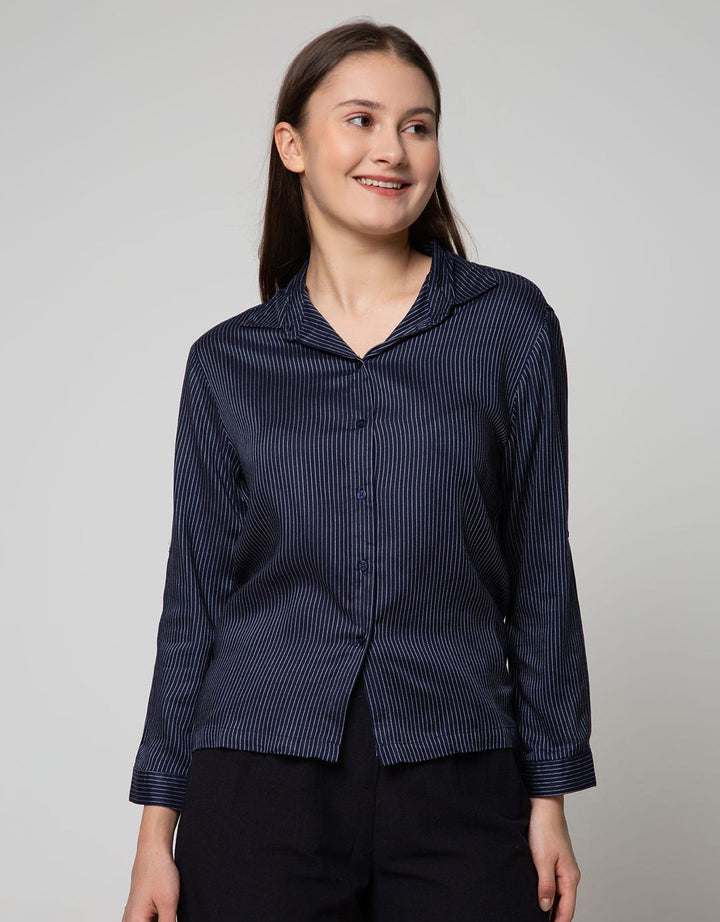 Nevada Long Sleeve Shirt Top Rayon Stripe