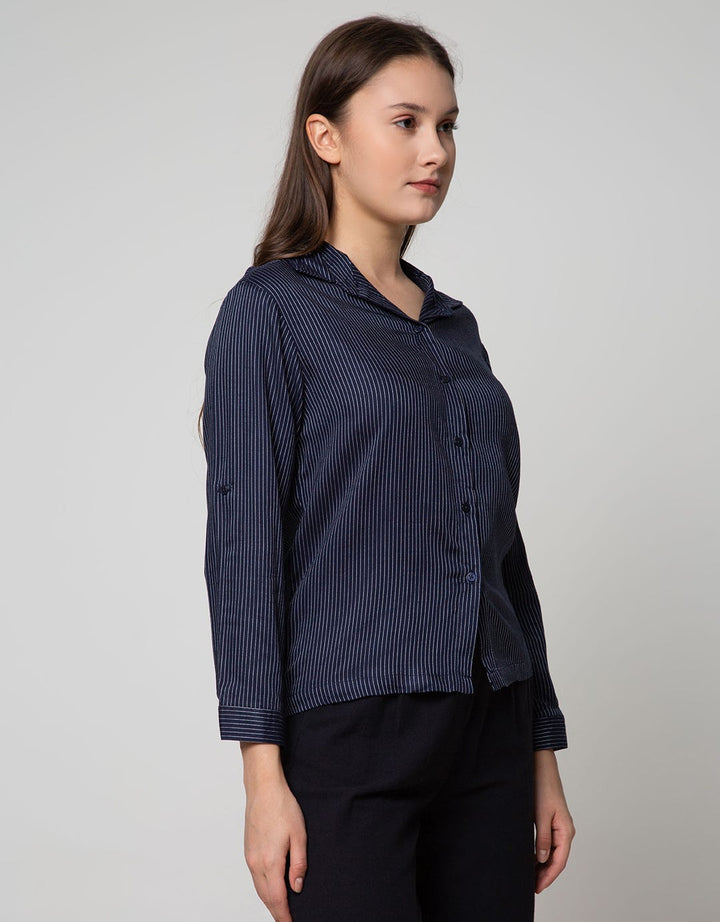 Nevada Long Sleeve Shirt Top Rayon Stripe