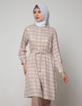 Annisa Long Sleeve Tunic Checks Print Long Shirt