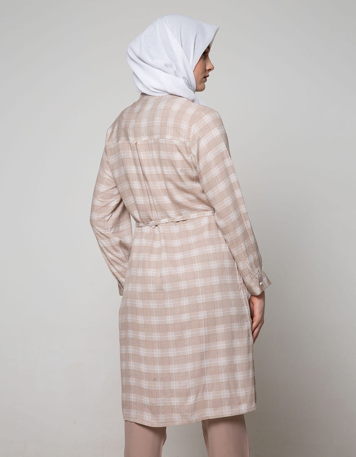 Annisa Long Sleeve Tunic Checks Print Long Shirt