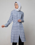 Annisa Long Sleeve Tunic Checks Print Long Shirt