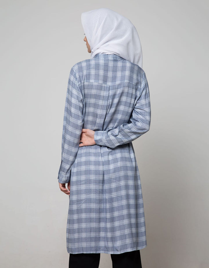 Annisa Long Sleeve Tunic Checks Print Long Shirt