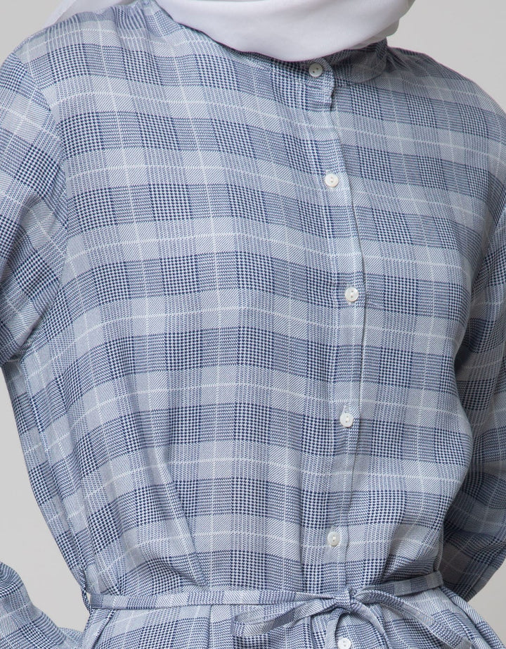 Annisa Long Sleeve Tunic Checks Print Long Shirt