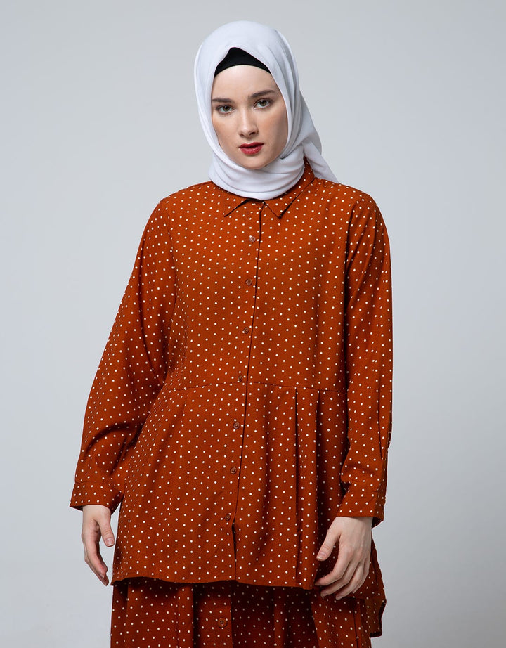 Annisa Long Sleeve Mini Polka Dot Shirt