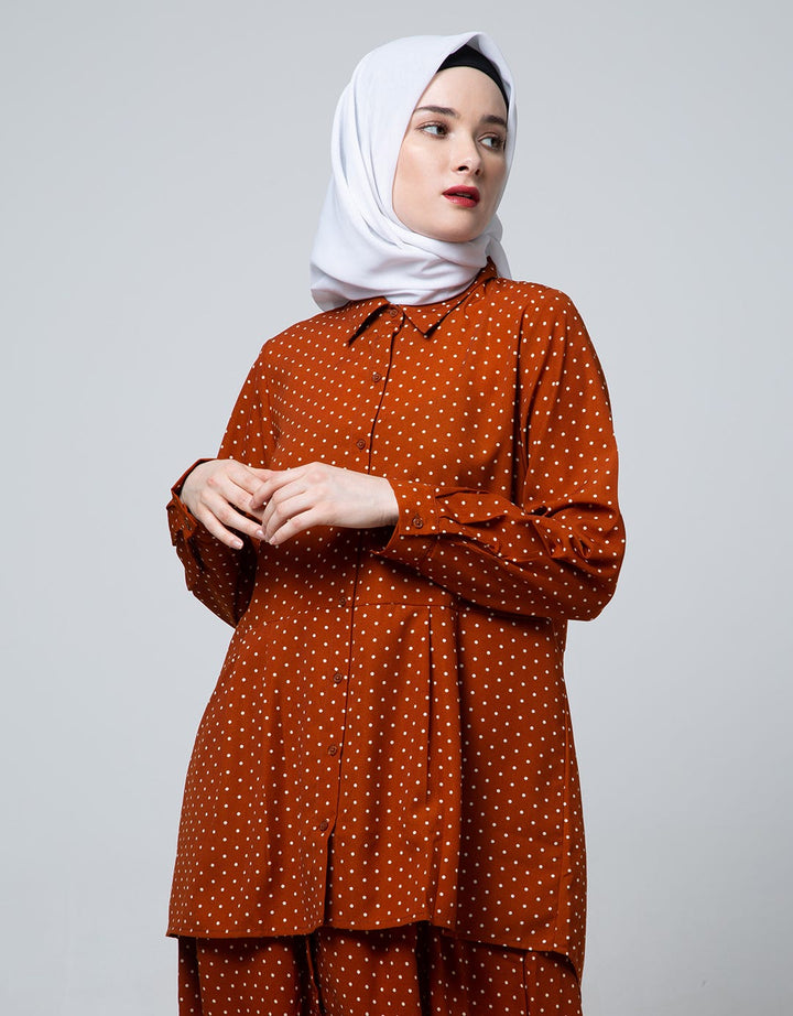 Annisa Long Sleeve Mini Polka Dot Shirt