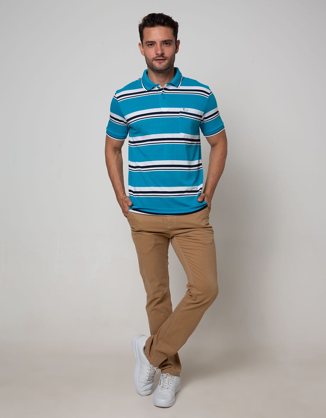 Walrus Men's Polo Shirt Combination Stripe Motif