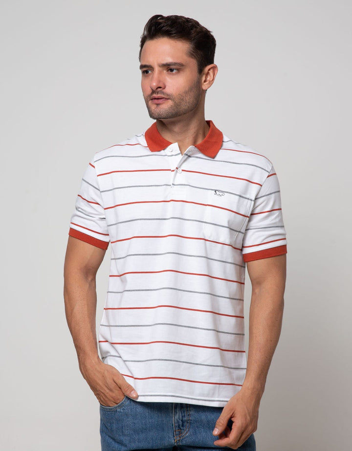 Walrus Kaos Polo Pria Motif Two Tone Line