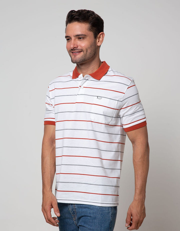 Walrus Kaos Polo Pria Motif Two Tone Line