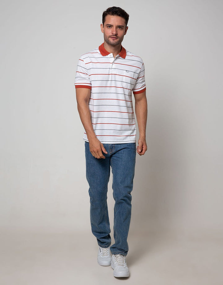 Walrus Kaos Polo Pria Motif Two Tone Line