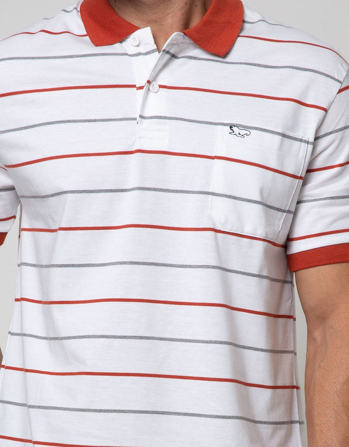 Walrus Kaos Polo Pria Motif Two Tone Line