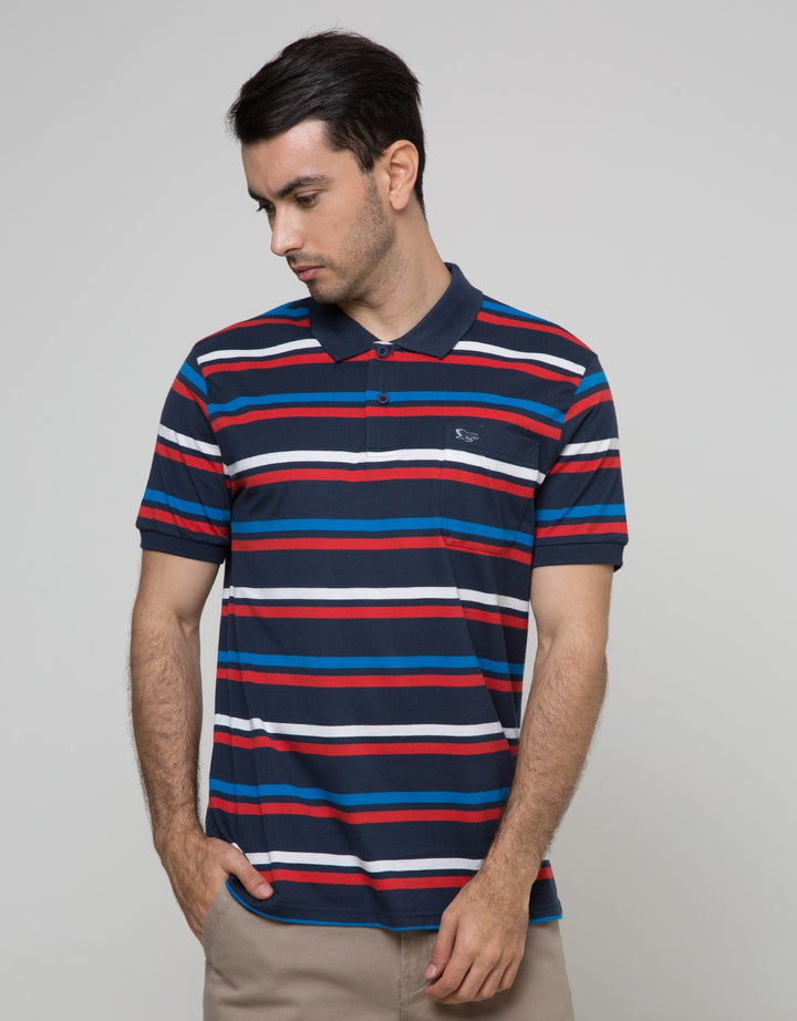 Walrus Kaos Polo Pria Motif Garis (Salur)
