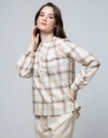 Connexion Long Sleeve Blouse Cott Print Check