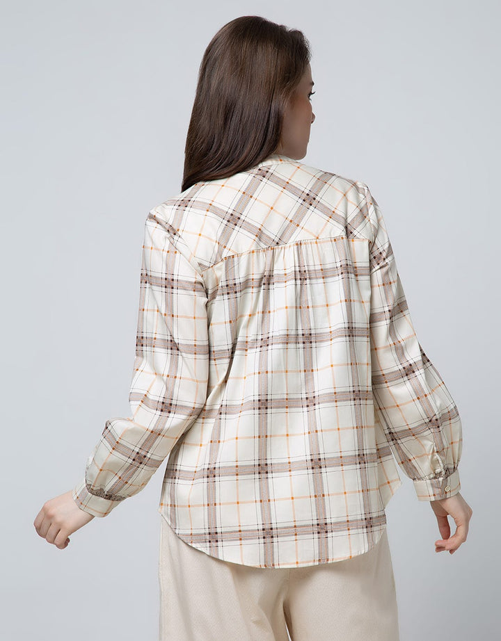 Connexion Long Sleeve Blouse Cott Print Check
