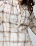 Connexion Long Sleeve Blouse Cott Print Check