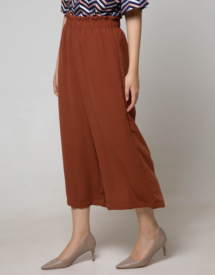 Connexion Long Pants Palazo Poly Texture Elastic Waist Wide