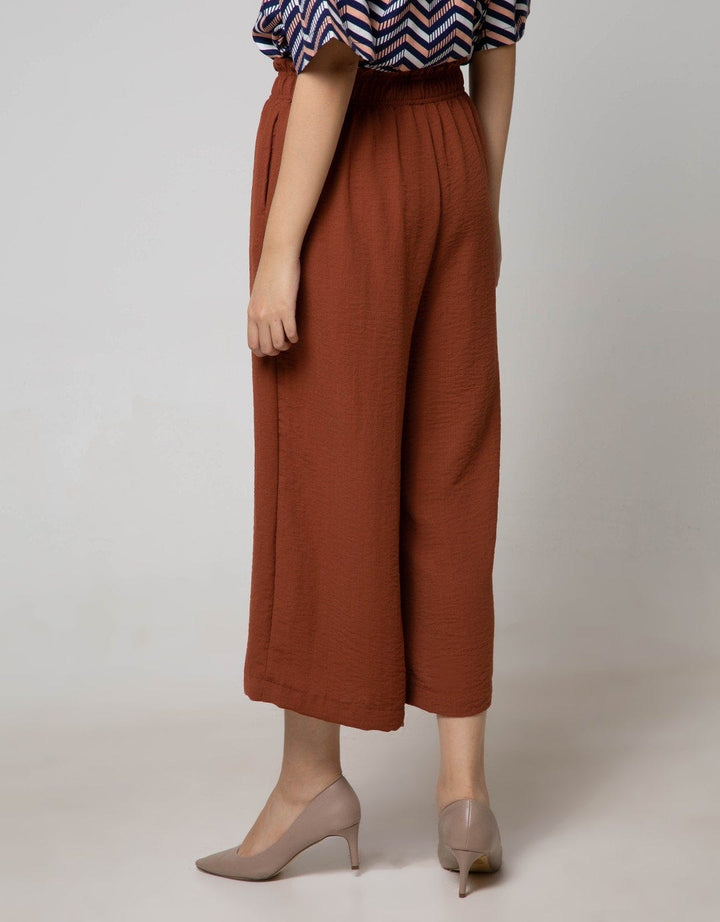 Connexion Long Pants Palazo Poly Texture Elastic Waist Wide