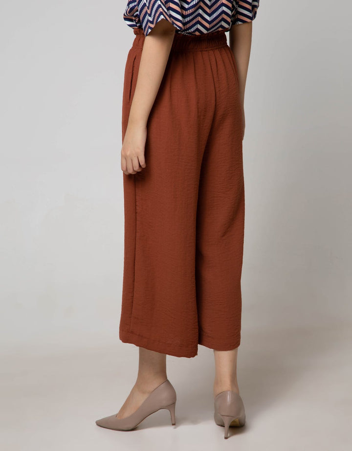 Connexion Long Pants Palazo Poly Texture Elastic Waist Wide