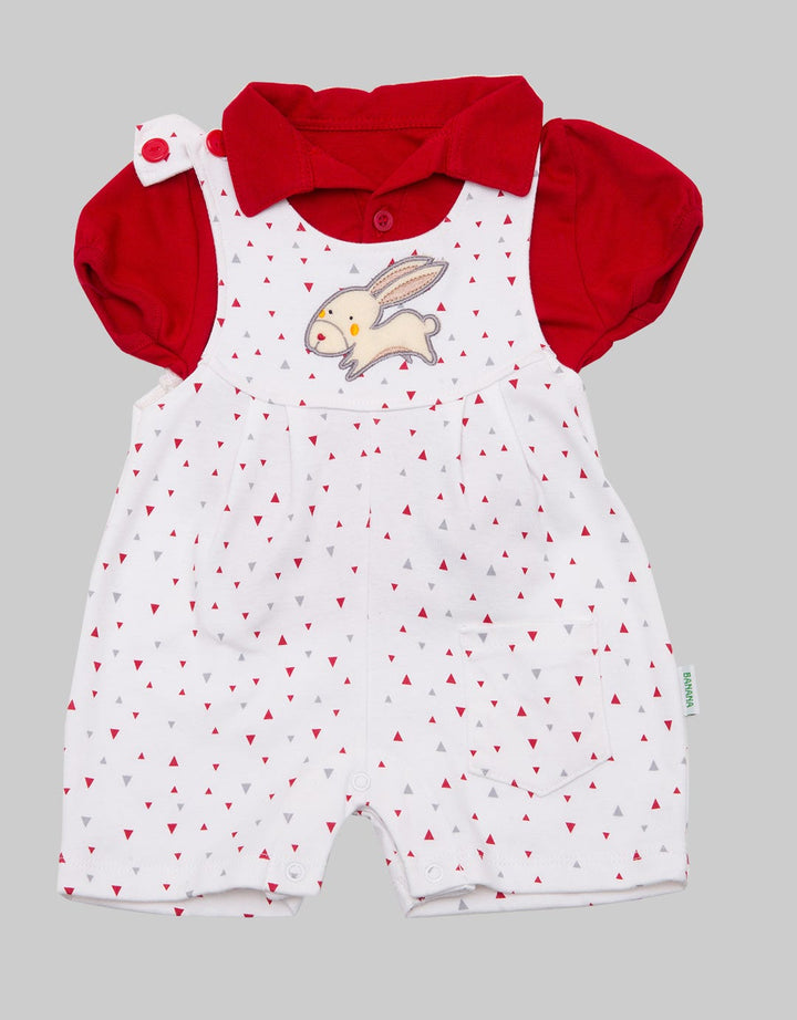 Banana Jumper Baby Girl Red Triangle Rabbit Suit