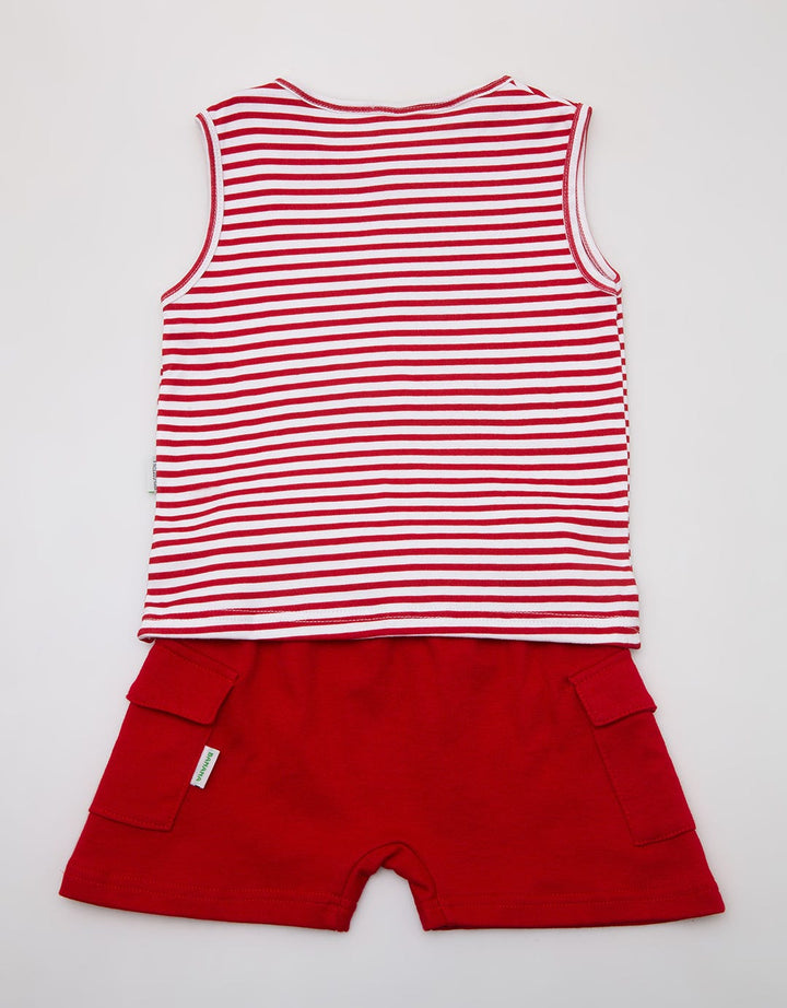 Banana Baby Boy Singlet Set with Monster Print Stripes