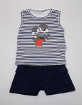 Banana Baby Boy Singlet Set with Monster Print Stripes