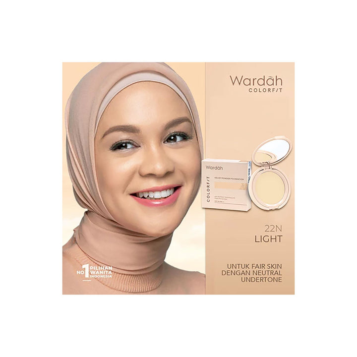 Wardah Colorfit Velvet Powder Foundation 22N Light Ivory 11 g