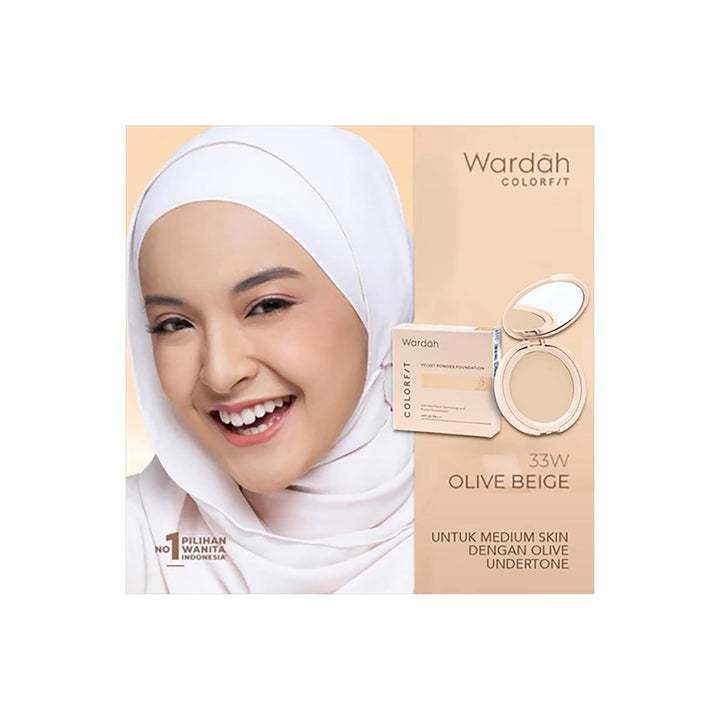 Wardah Colorfit Velvet Powder Foundation 33W Olive Beige 11 g