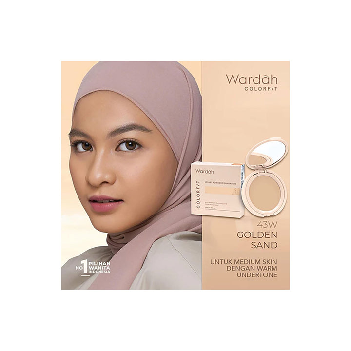 Wardah Colorfit Velvet Powder Foundation 43W Golden Sand 11 g