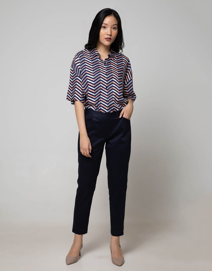 Connexion Long Pants Pts Backside Band Twl Stn Fps-037B:Navy Blue:8:Solid:Long Pants