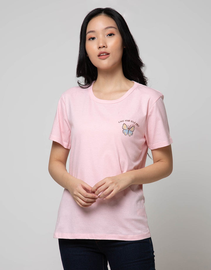 Details Short Sleeve T-Shirt Butterfly Chest Pocket Small
