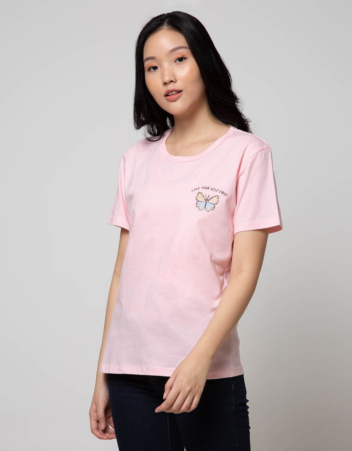 Details Short Sleeve T-Shirt Butterfly Chest Pocket Small