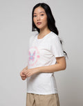 Details Short Sleeve T-Shirt Butterfly Circle Moon Chest