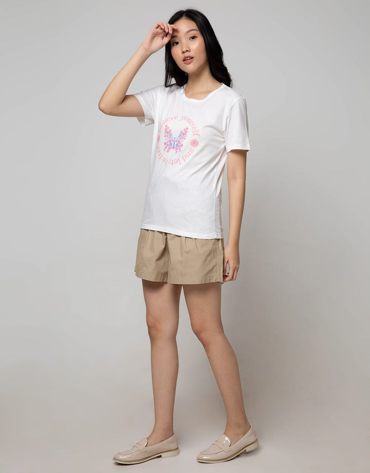 Details Short Sleeve T-Shirt Butterfly Circle Moon Chest